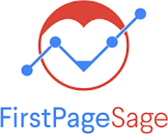 First Page Sage red and blue growth chart logo